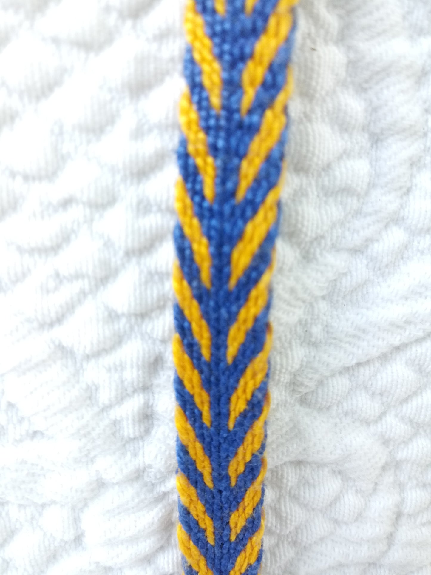 Blue and Yellow Tablet Woven Chevron Trim