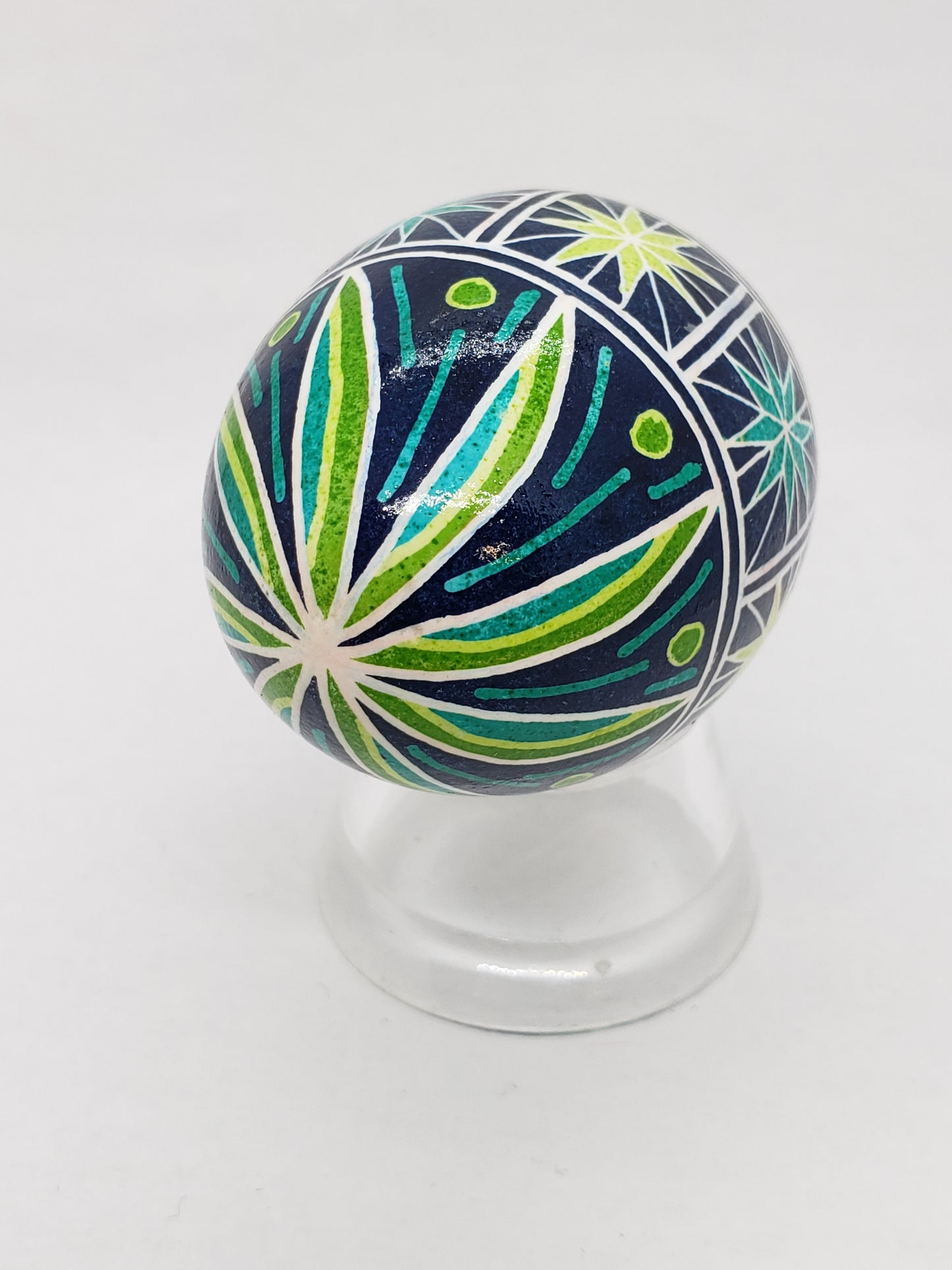 Green and Blue Sun Pattern Pysanks