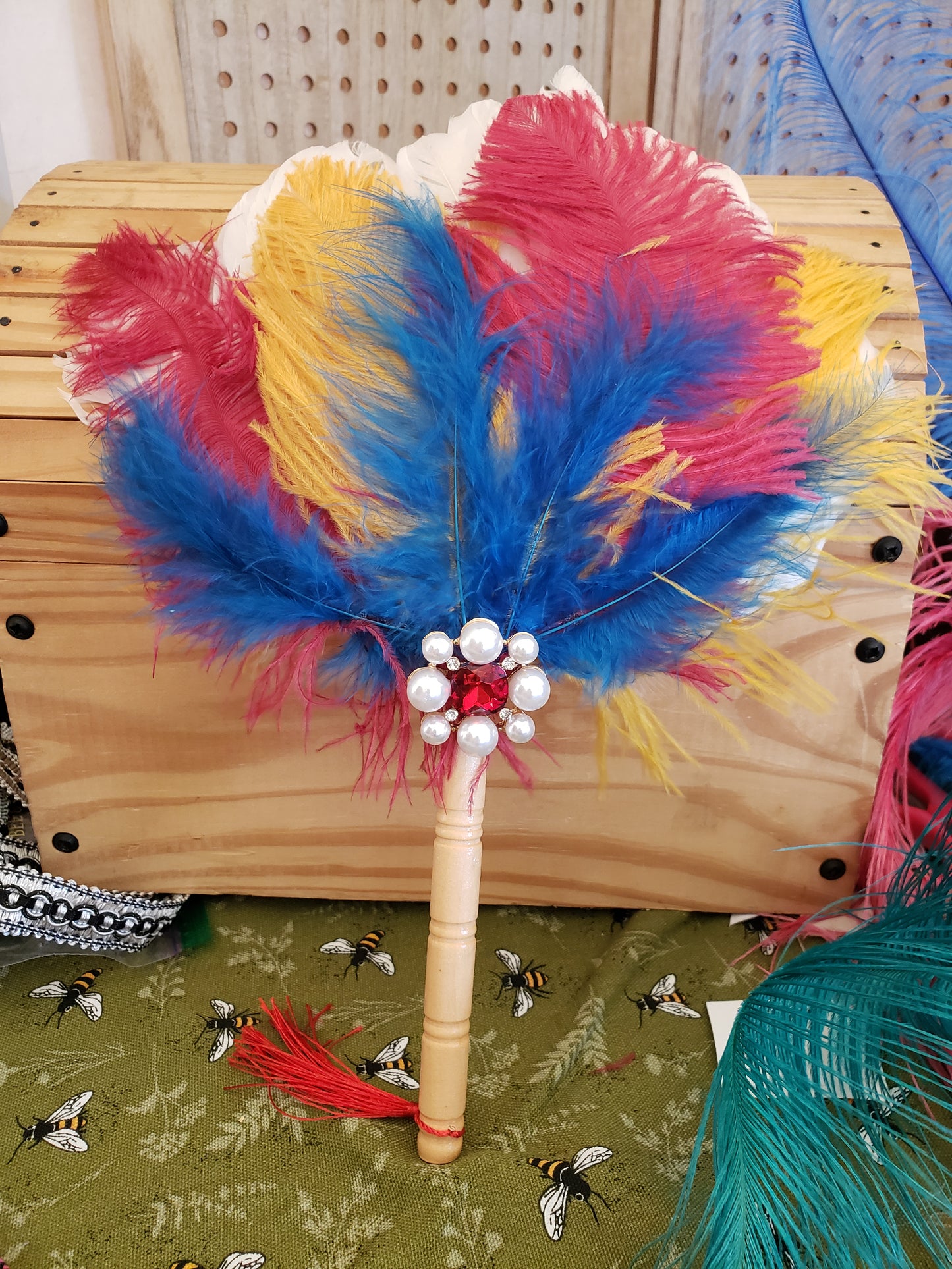 Small Feather Fan with Brooch