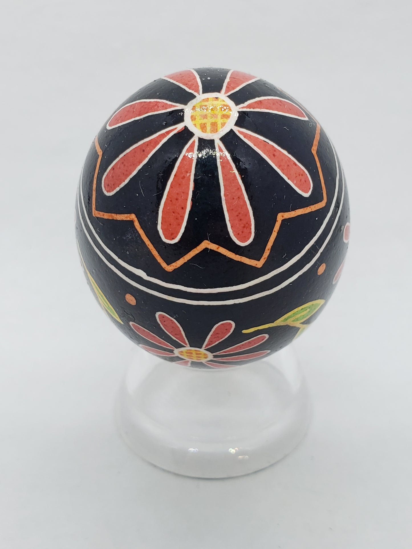 Navy and Salmon Flower Garland Pysanka