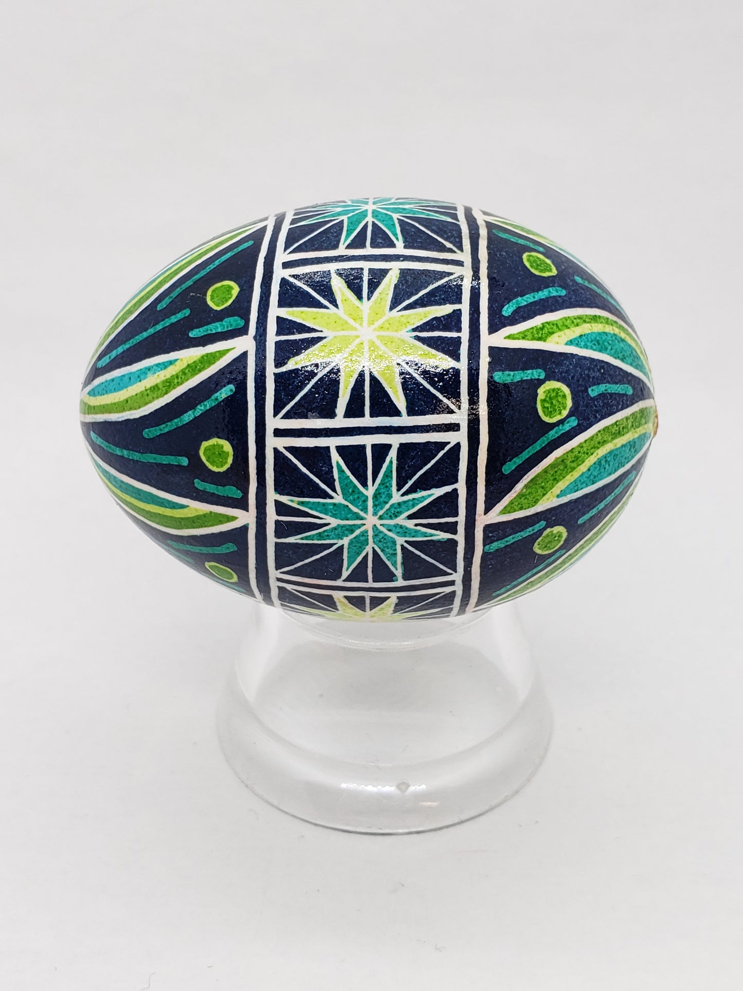 Green and Blue Sun Pattern Pysanks