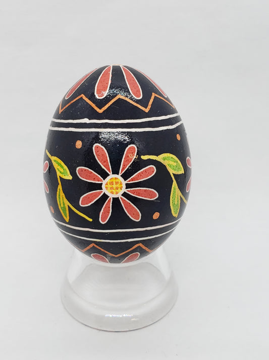 Navy and Salmon Flower Garland Pysanka