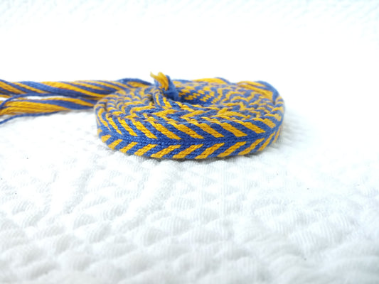 Blue and Yellow Tablet Woven Chevron Trim