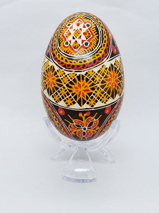 Medallion and Sun Pattern Goose Egg Pysanka
