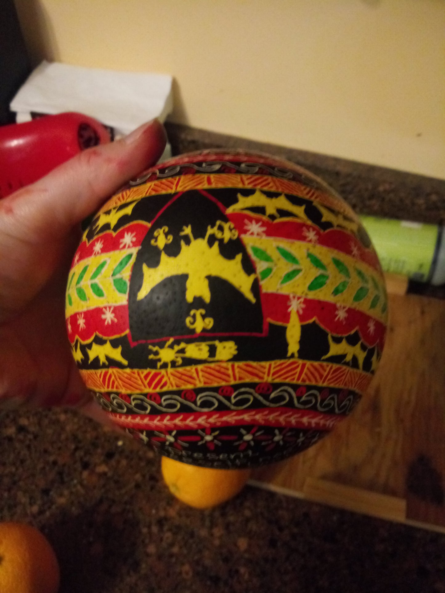 Custom Ostrich Egg Pysanka