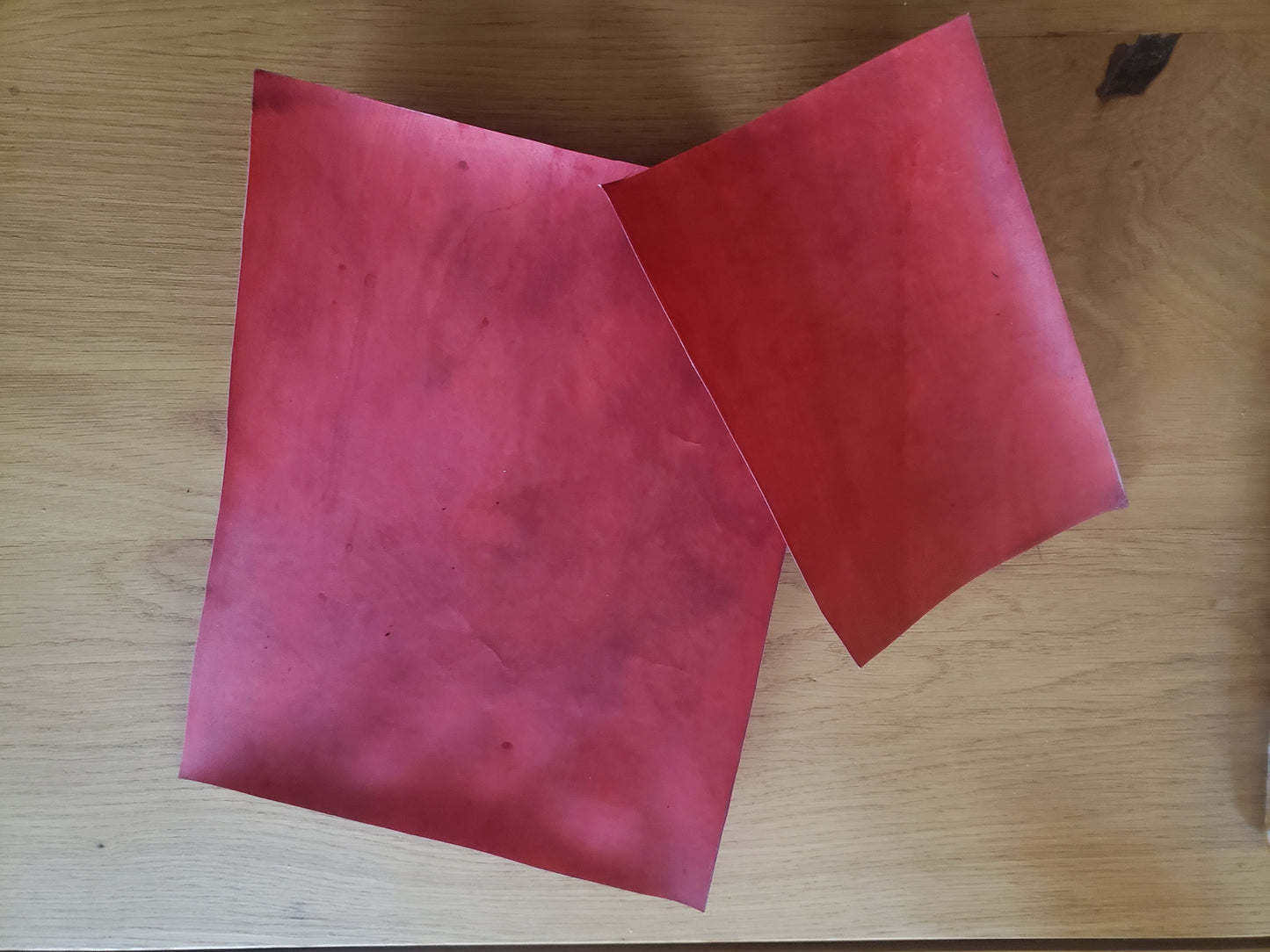 Brazillwood-dyed Handmade Lamskin Vellum Parchment
