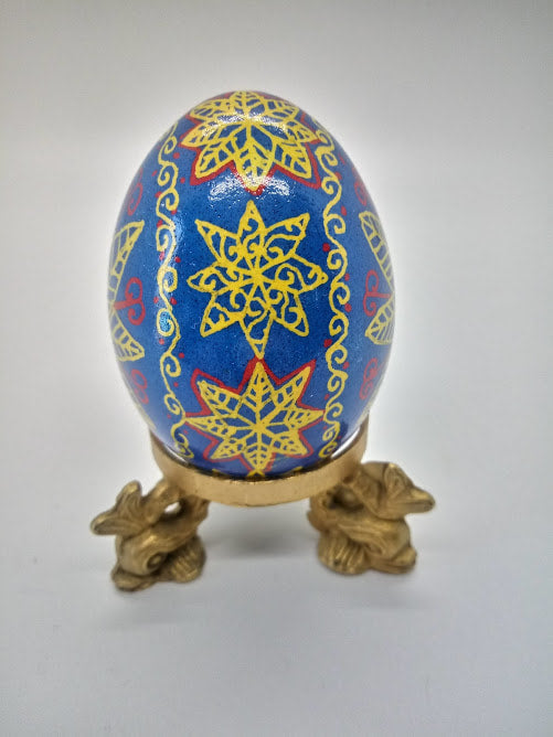 Blue and Yellow Star Chicken Pysanka
