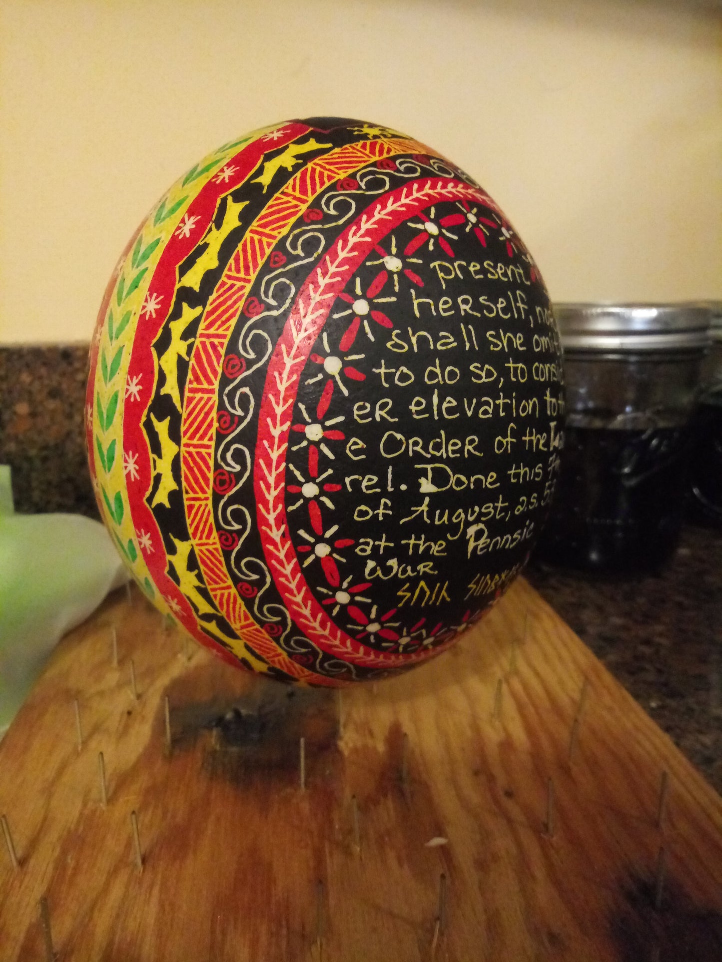 Custom Ostrich Egg Pysanka